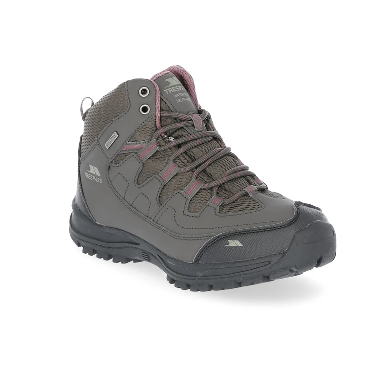 Trespass Womens Walking Boots Mitzi - Mid-Cut, Waterproof, Breathable Membrane, Ankle Supportive, Cushioned Collar and Tongue, Protective Toe and Heel Guard