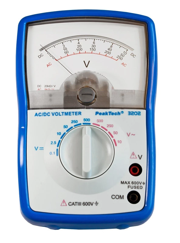 PeakTech P 3202 – Analog voltmeter, 500 V AC/DC, Education, Maintenance, Production line, School, Laboratory, Industrial and Quality control - Image 1