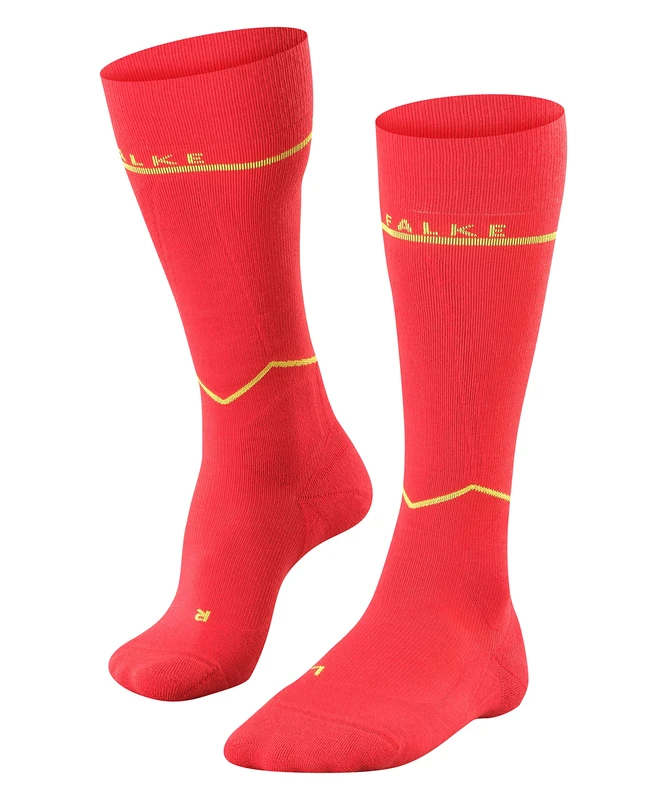 FALKE Men's SK Energizing Wool Ski Socks, Thermal, Red (Lipstick 8000) - Calf circumference W3, 5.5-8 (1 Pair)