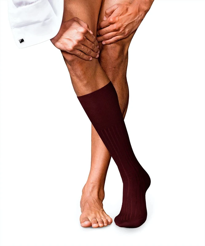 FALKE Men's No. 13 M Kh Cotton Long Plain 1 Pair Knee-High Socks, Red Barolo 8596, 7-8