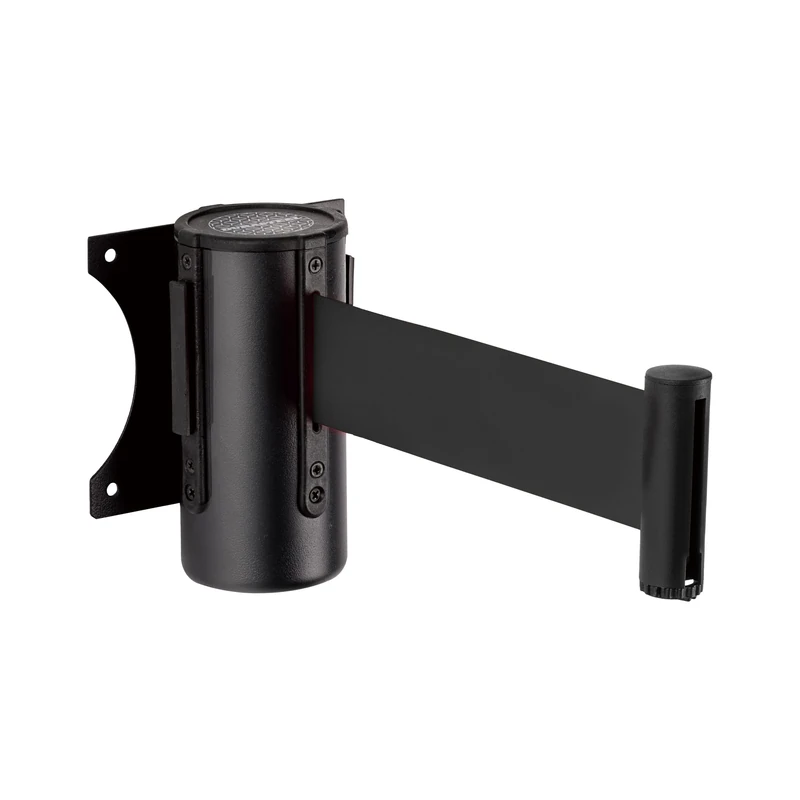 DuraSteel Wall Mount Retractable Belt Barrier - 9.2 Ft Black Safety Belt in Sturdy Black Casing - Guardian 1.0 Indoor & Outdoor Do Not Cross Caution Tape for Crowd Control Queue Barrier, Line Divider - Image 1