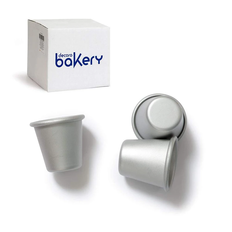 DECORA Anodized Aluminum Baba' Mould 50 PCS 3,5 X 3,5 cm, Alluminio anodizzato, Silver