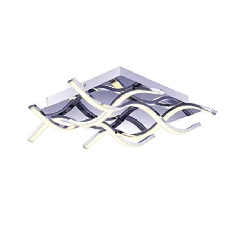 AUROLITE Contemporary LED Chrome Semi Flush Ceiling Light, 36W 2200 LM,Dimmable, Warm White, Ideal for Lounge, Living Room and Bedroom, 1 Year UK Warranty (Square 3000K)