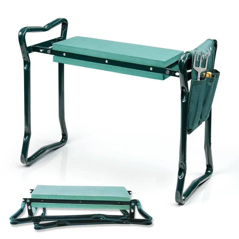 Crystals Garden Kneeler Seat, Portable Heavy Duty Gardening Kneelers Stool with Handles, Lightweight Folding Foam Padded Multi-Use 3 in 1 Garden Kneeler with Tool Bag
