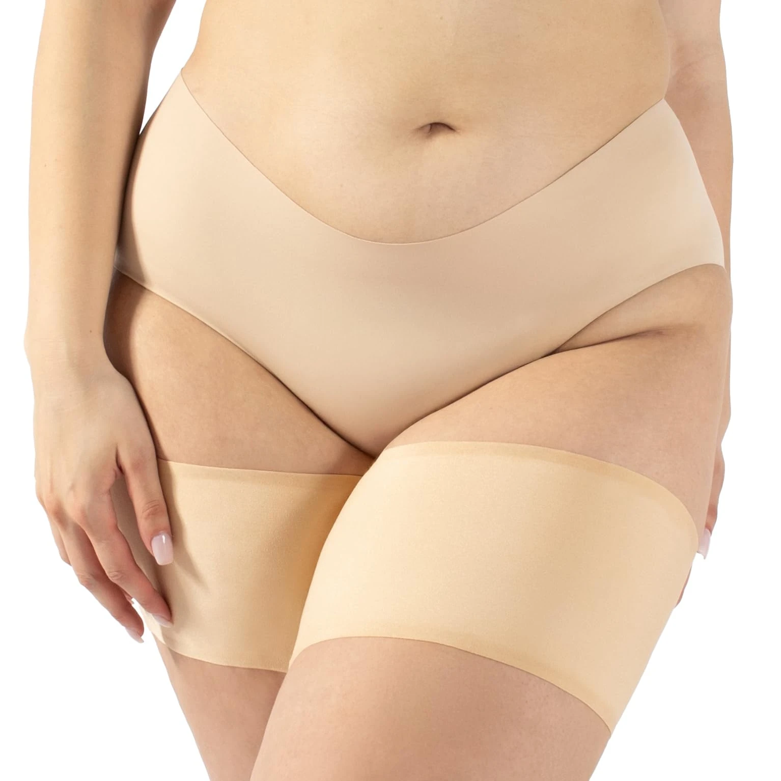 CALZITALY Smooth Anti - Chafing Bands | Anti Rubbing Curvy Elastic Bands for Thighs| Black, Skin | A, B, C, D, E, F | Made in Italy (B: 23”-24” = 58-60 cm, Skin)