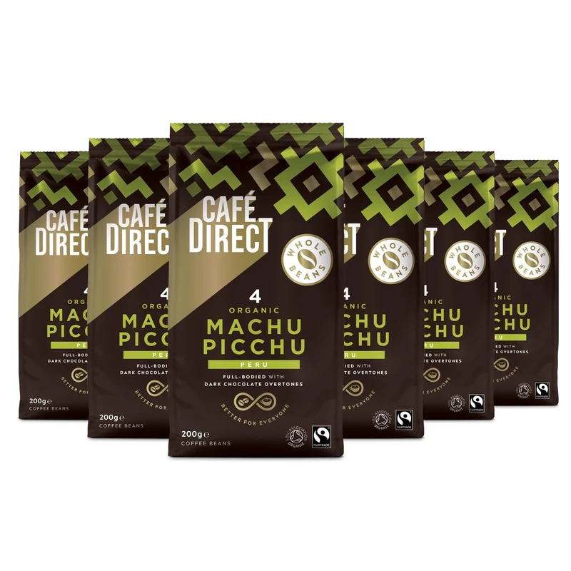 Cafédirect Fairtrade Machu Picchu Whole Bean Arabica Coffee, 200 g (Pack of 6)