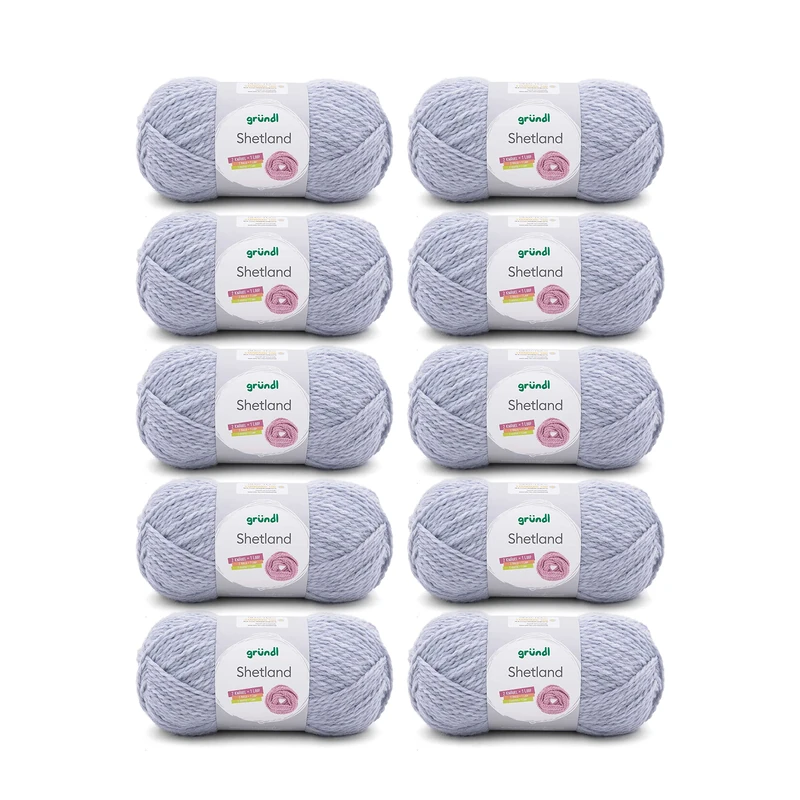 Gründl Shetland Wool (fashionable and soft knitting yarn made of 80% polyacrylic and 20% wool, 100 g / 170 m, needle size: 7-8, 10 x 100 g), Jeans Melange