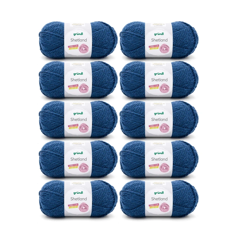 Gründl Shetland Wool (Fashionable and Soft Knitting Yarn Made of 80% polyacrylic and 20% Wool, 100 g / 170 m, Needle Size: 7-8, 10 x 100 g), Blue - Image 1