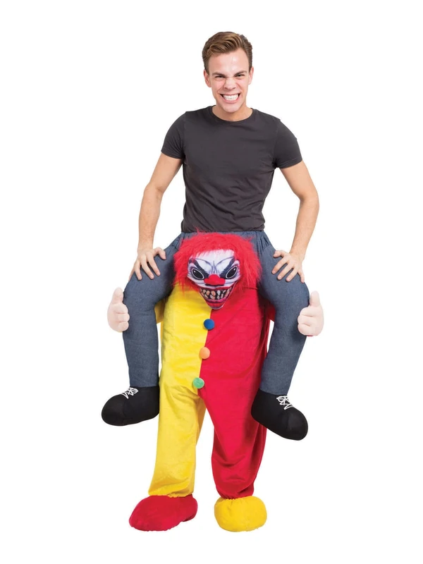 Bristol Novelty AF015 Scary Clown Piggyback Costume | Red and Yellow Piggy Back, Unisex-Adult, One Size Halloween, World Book Day