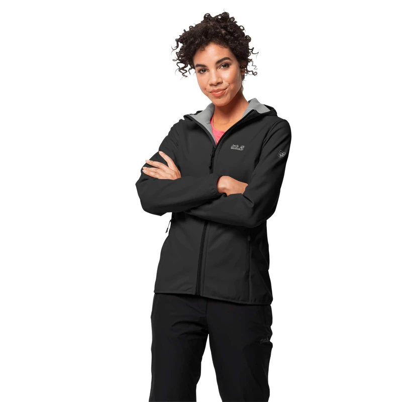 Jack Wolfskin Women Northern Point Women Breathable Water Repellent Windproof Outdoor Functional Jacket Wanderjacke Softshelljacke, schwarz (black), XL