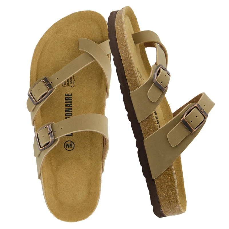 CUSHIONAIRE Women's, Luna Low Heel Slide Sandals Taupe 6 UK M