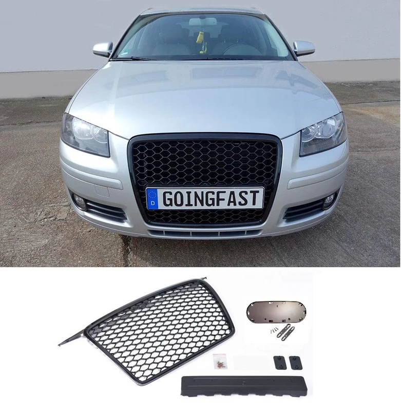 Compatible with A3 8P 8PA Badgeless Mesh Grill Debadged Front Grill Emblemholder - Image 1