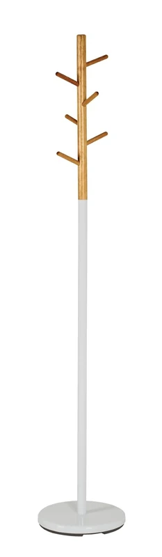 HAKU Möbel Hall-Tree Nature, White, Solid Wood, Metal - Size: H 175 cm X Ø 30 cm, Style: Bohemian