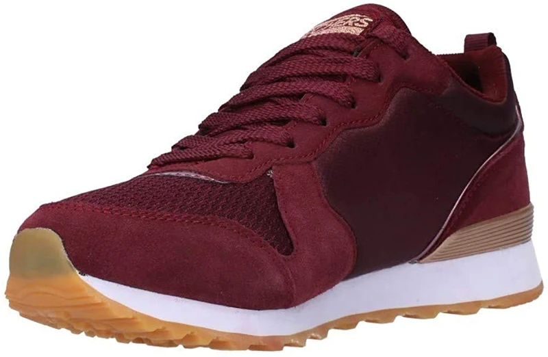 Skechers Women's Og 85 Goldn Gurl Trainers, Burgundy Suede/Nylon/Mesh/Rose Gold Trim, 2 UK
