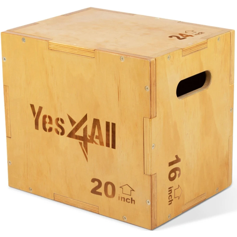 Yes4All Jumping Trainers Plyx Yes4All Wood Plyo Box Wooden Plyo Box for Exercise Crossfit Training MMA Plyometric Agility 3, A. Wood Basic, 61 x 50.8 40.6 cm UK, 24" x 20" x 16"
