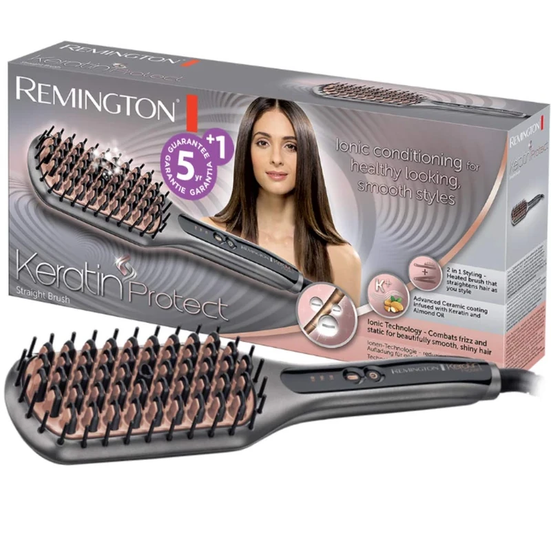 Smoothing Brush Remington Keratin Protect Straight 66W Grey Pink