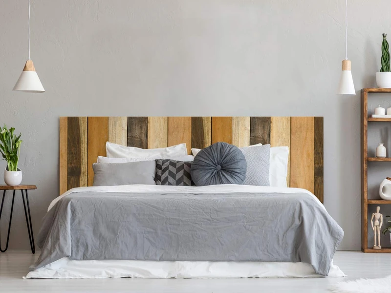Headboard Bed PVC Antique Texture Vertical Wood Multicolour 150 x 60 cm Lightweight Headboard, Elegant, Durable and Economical