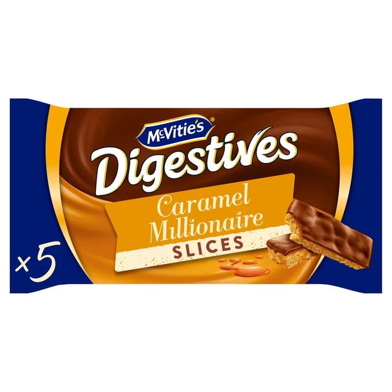 McVitie's Digestive Caramel Millionaire Individually Wrapped Slices, 5 Slices per Pack, 109.9 g (Pack of 1) - Image 1
