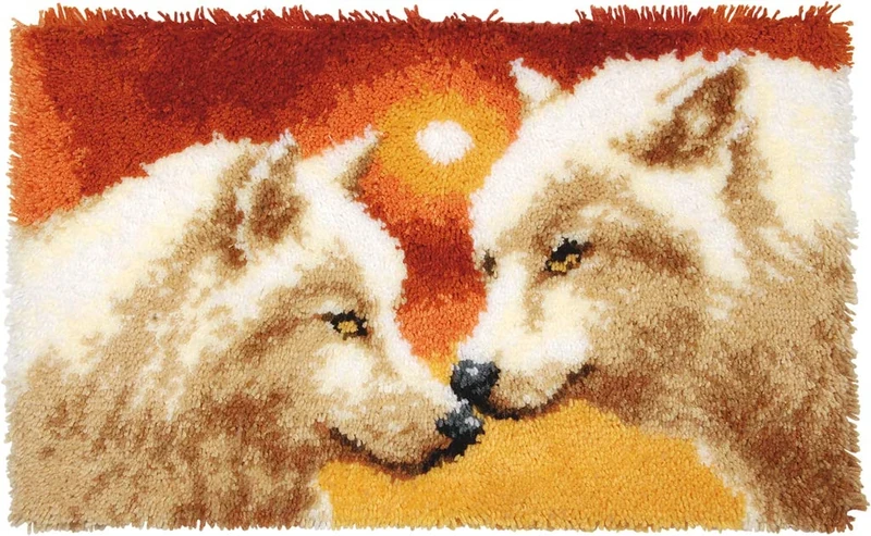 Vervaco Latch Hook Carpet Wolves, Cotton Blend, Assorted, 25.5 x 2.8 x 17.8 cm