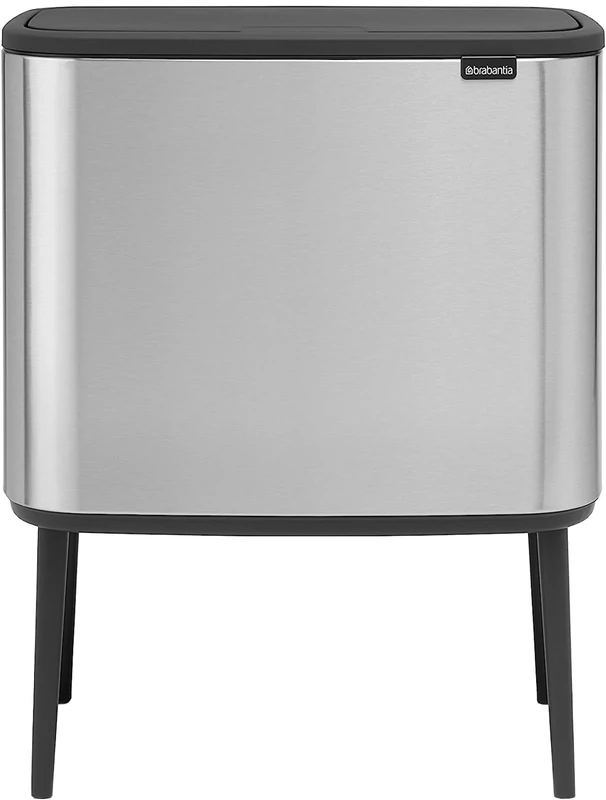 Brabantia Bo Touch Bin - 3 x 11 Litre Inner Buckets (Matt Steel Fingerprint Proof) Waste/Recycling Kitchen Bin with Removable Compartments + Free Bin Bags