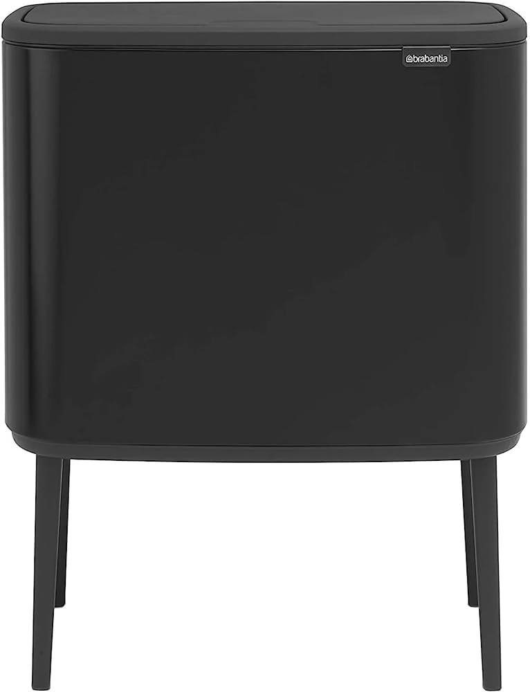 Brabantia Bo Touch Bin - 3 x 11 Litre Inner Buckets (Matt Black) Waste/Recycling Kitchen Bin with Removable Compartments + Free Bin Bags