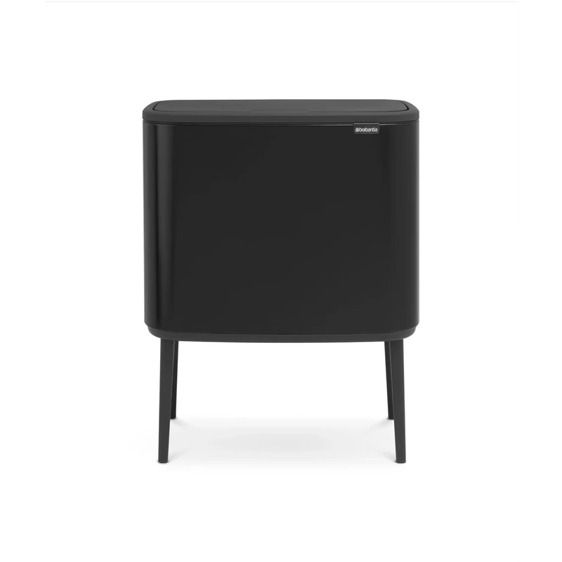 Brabantia Bo Touch Bin - 1 x 36 Litre Inner Bucket (Matt Black) Waste/Recycling Kitchen Bin with Removable Compartment + Free Bin Bags