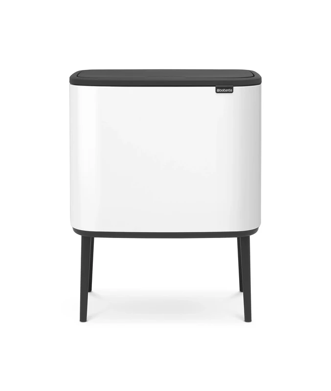 Brabantia Bo Touch Bin - 11 + 23L Inner Buckets (White) Waste/Recycling Kitchen Bin - Soft-touch