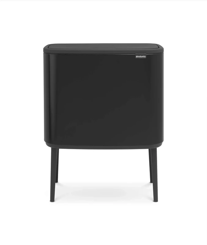 Brabantia Bo Touch Bin - 11L + 23L Inner Buckets (Matt Black) Waste/Recycling Kitchen Bin with Removable Compartments + Free Bin Bags