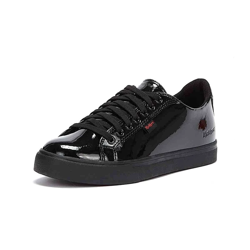 Kickers Tovni Lacer Youth Black Patent Shoes-UK 3 / EU 36