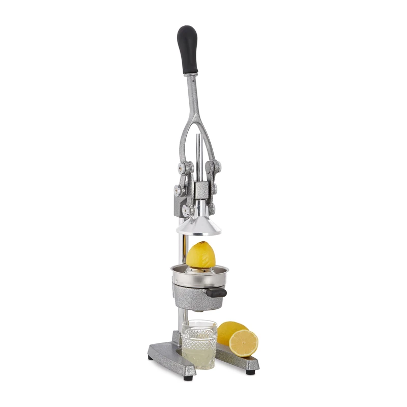 Relaxdays Manual Juicer, Press with Lever for Oranges, Citrus, Lemon Squeezer, HxWxD: 40 x 18 x 21.5 cm, Silver