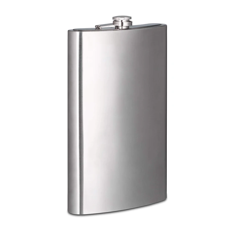 Relaxdays XXL Stainless Steel Flask, Travel Hip Flask with 1.8L Volume Capacity, Classic Design, Barware, Silver