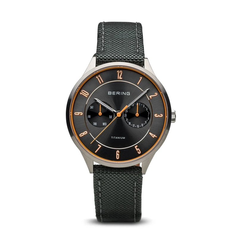 BERING Men Analog Quartz titanium collection Watch with Nylon Strap and Sapphire Crystal 11539-879
