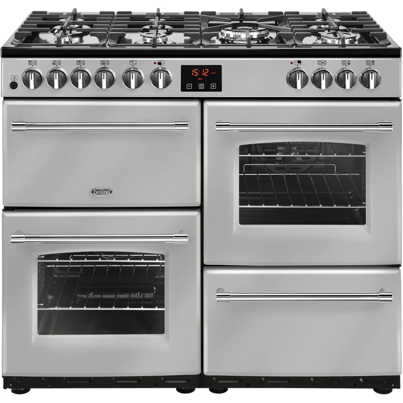 Belling Farmhouse 100DFT 100cm Dual Fuel Range Cooker - Silver