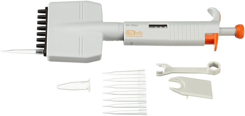 neoLab D-8712 Sunlab Multi-Channel Micro-Litre Pipette SU1712, 50 µL-300 µL