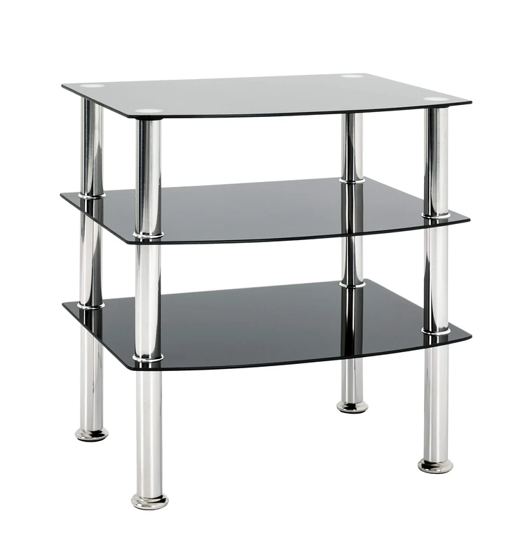 HAKU Möbel End Table Stainless Steel, Black, Stainless Steel, Tempered Glass - Size: W 54 cm X H 59 cm X D 45 cm, Style: Modern