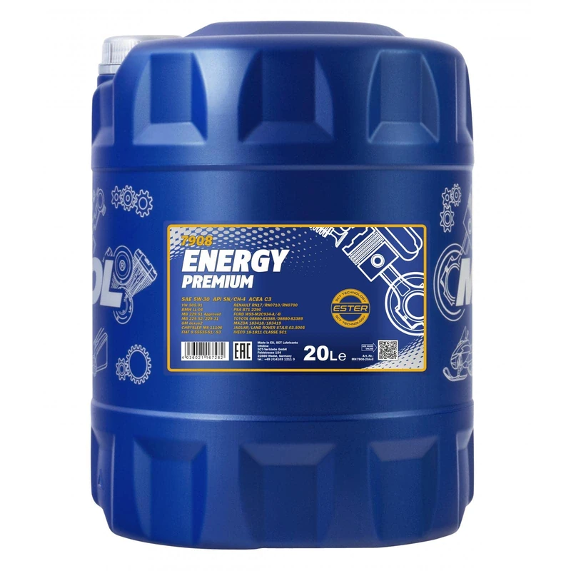 Mannol 20 Litre Energy Premium 5W-30 Engine Oil C2/C3 Universal Synthetic Ester Technology