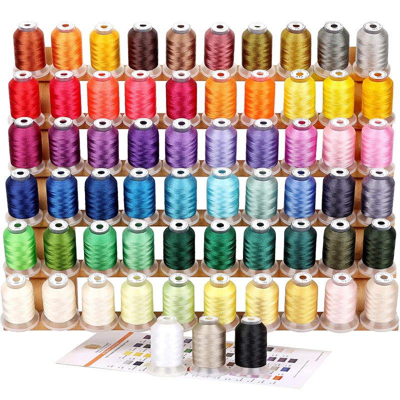 New brothread 63 Brother Colors Polyester Machine Embroidery Thread Kit 500M (550Y) Each Spool For Brother Babylock Janome Singer Pfaff Husqvarna Bernina Embroidery and Sewing Machines