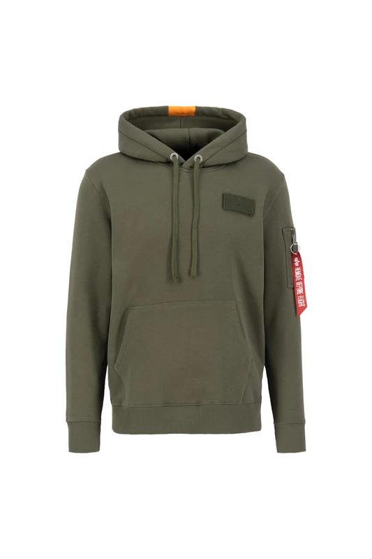 Alpha Industries Men's Red Stripe Hoody, Dark Green, 3XL