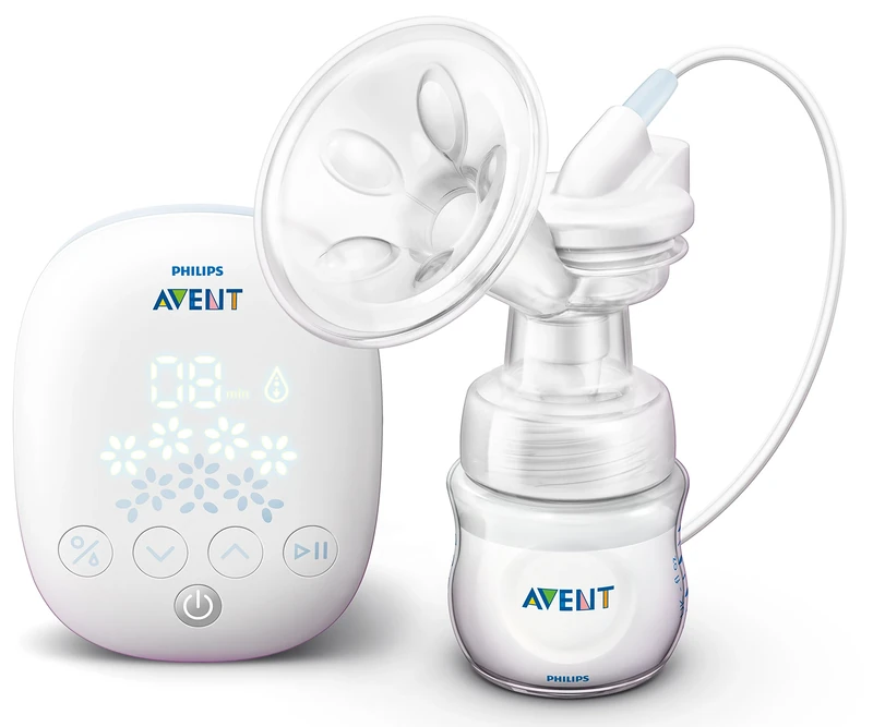 PHILIPS Avent SCF395/31 Electric Single Breast Pump, Clinic Quality, 125ml Bottle and Nursing Pads, White, Pack of 5