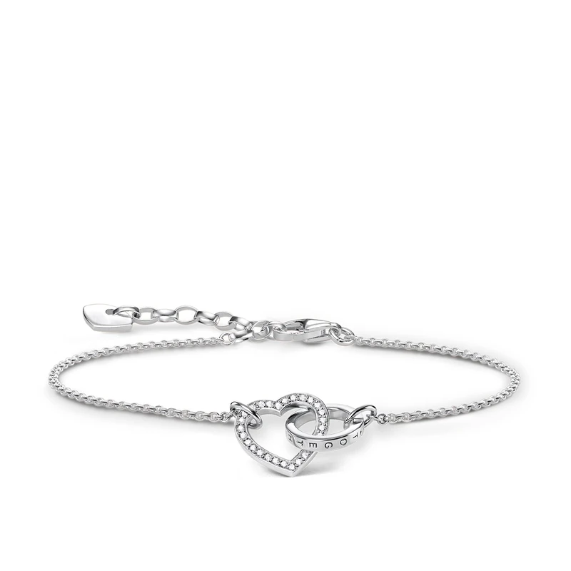 Thomas Sabo Women Bracelet Forever Together Heart Zirconia 925 Sterling Silver A1648-051-14-L19v