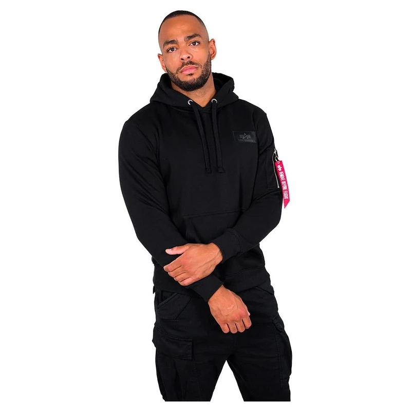 Alpha Industries Back Print Hoody Mens Hooded Sweat Black