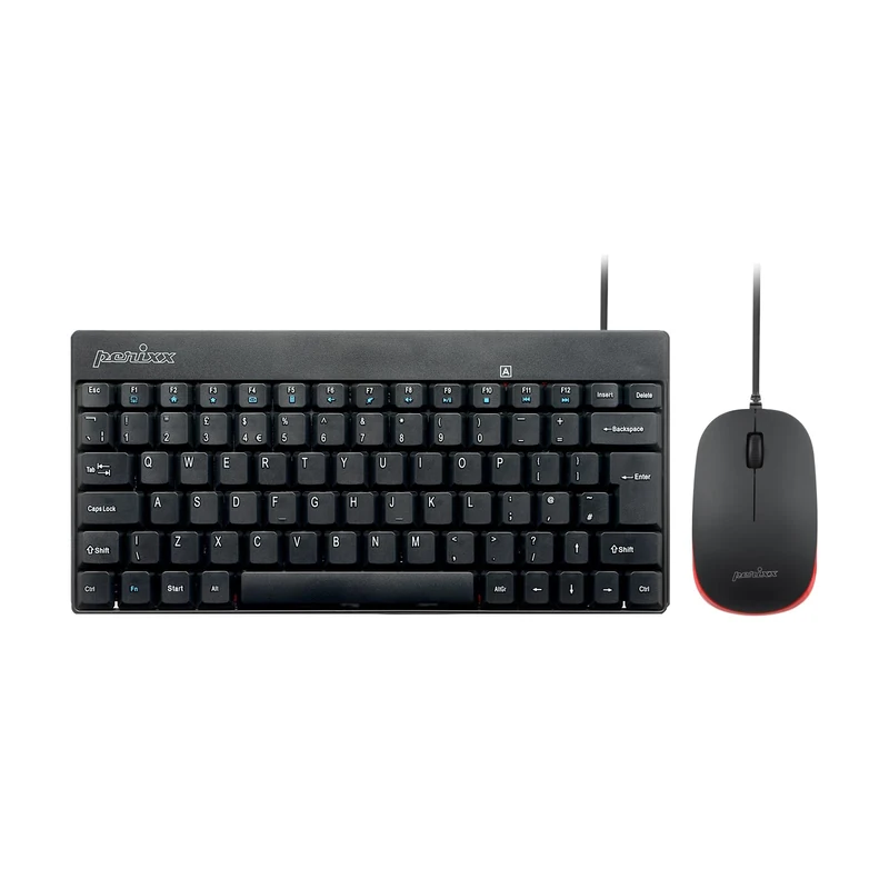 Perixx PERIDUO-212 Wired Mini Keyboard Mouse Combo UK Layout