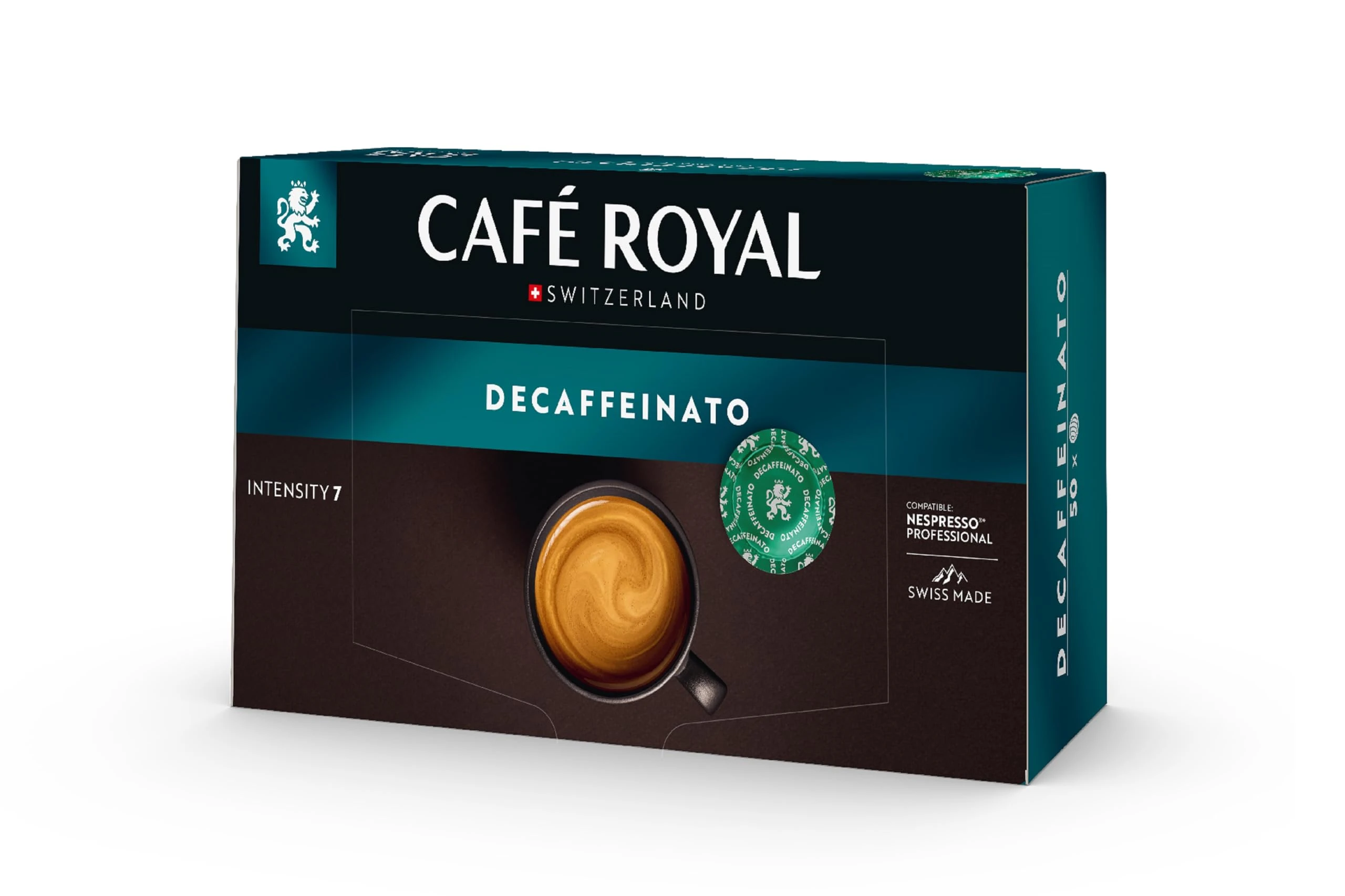 Café Royal Professional Pads, Espresso Decaffeinato, 50 Nespresso compatible Pads for office and hospitality, Rainforest Alliance certified, 100 percent Arabica coffee, caffeine-free