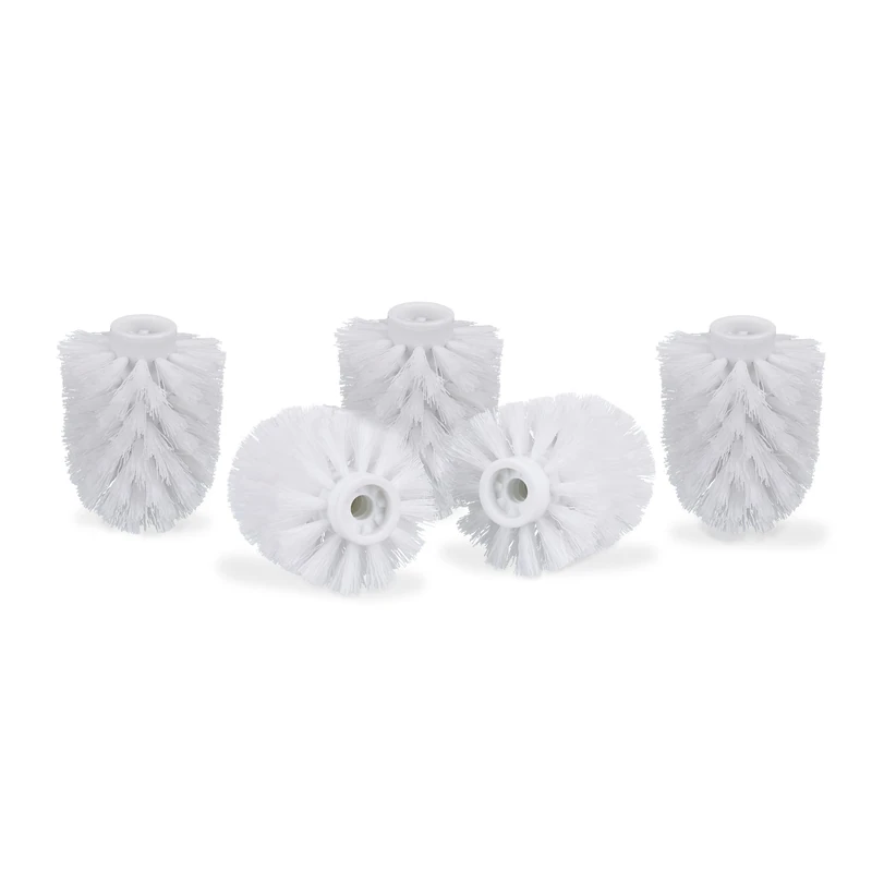 Relaxdays toilet brush head in a set of 5, loose toilet brushes 9.5 mm thread, replacement brush head diameter 9 x 7 cm, white