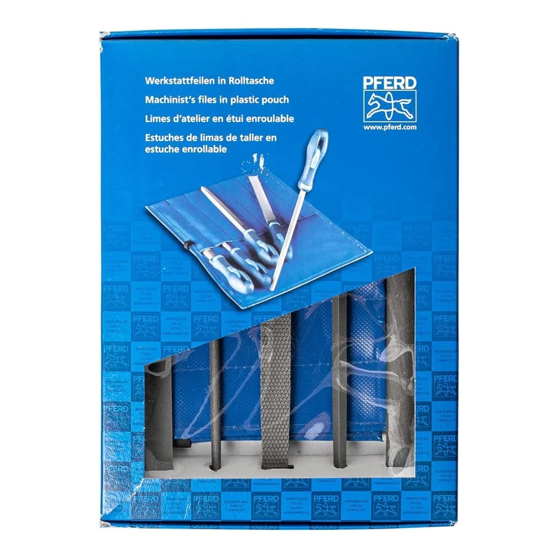 PFERD Machinists File Set in Plastic Pouch WRU, 5 pcs. | 8 inch | Bastard, Coarse Cut | Each with Ergonomic File Handle | 16077 – Coarse Cut Suitable for Universal roughing and Finishing