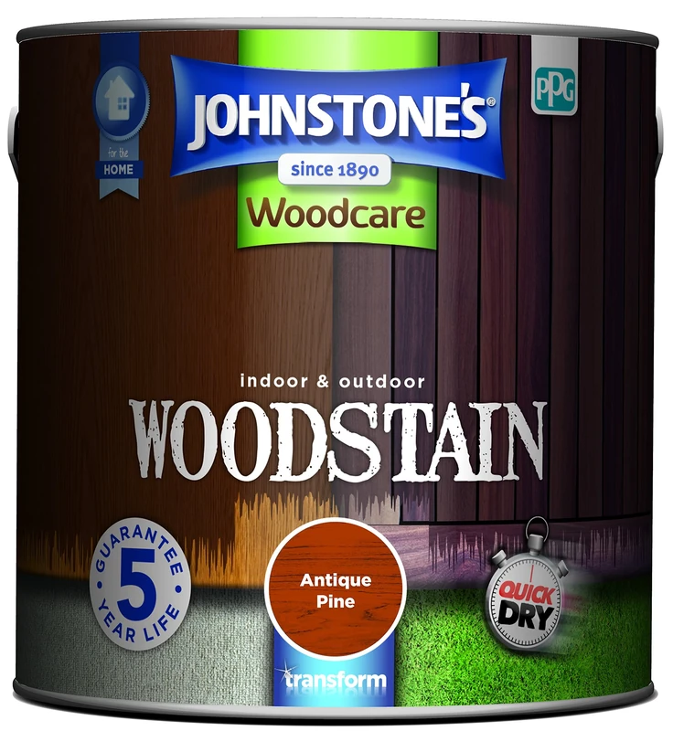 Johnstone’s - Interior & Exterior Woodstain - Antique Pine | Weathershield, UV Resistant, Quick Drying in 4 hours, Durable & Flake-Resistan, 5 Years Protection | 2.5 L