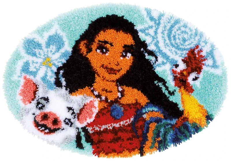 Vervaco WD Latch Hook Shaped Rug Moana, Cotton Blend, Assorted, 25.5 x 2.8 x 17.8 cm