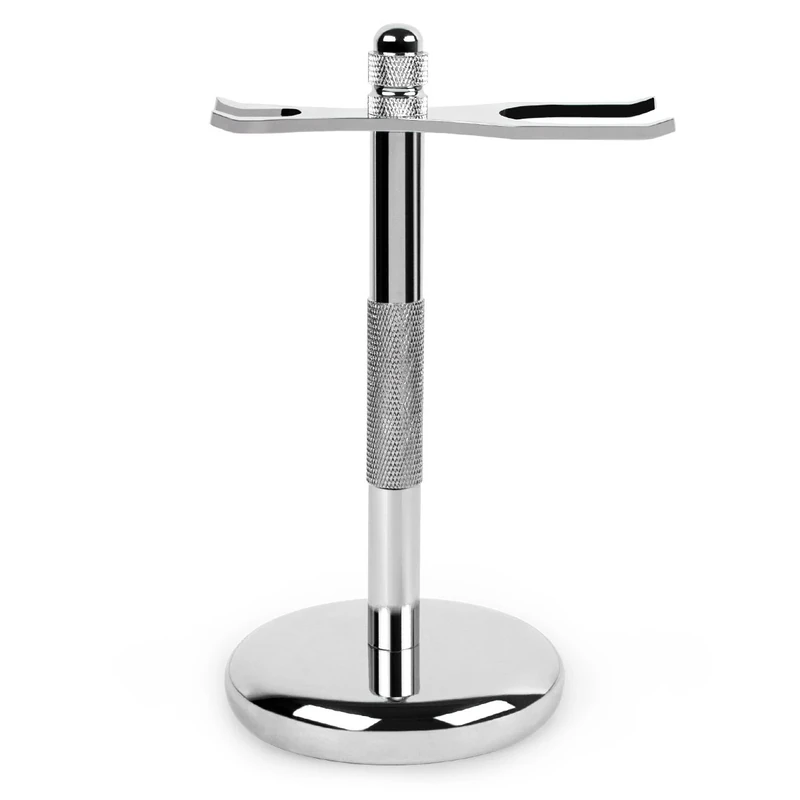 QSHAVE Deluxe Chrome Safety Razor and Brush Stand Holder