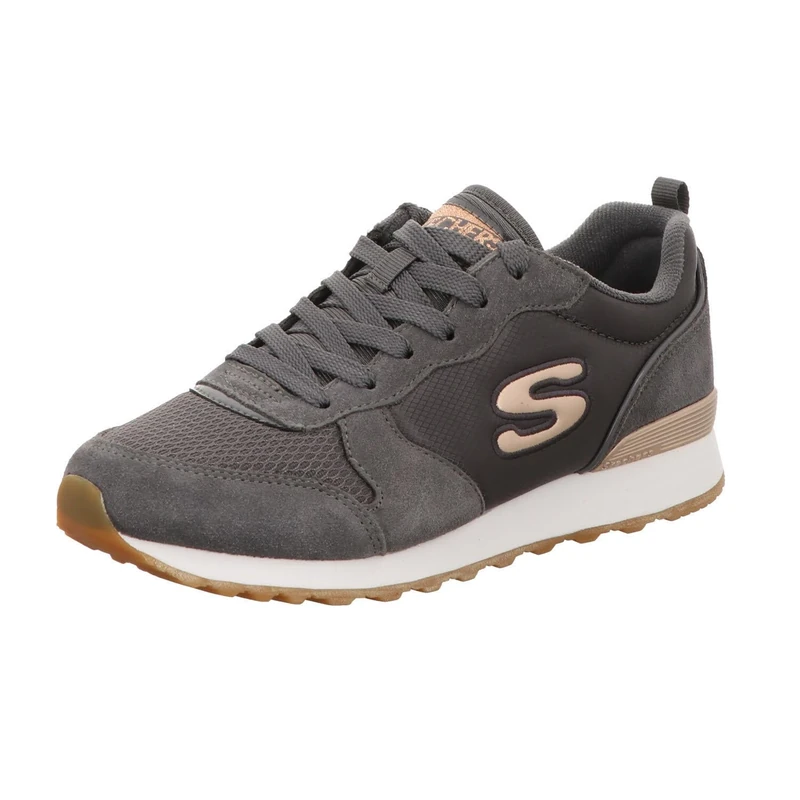 Skechers Women's Og 85 Gold'n Gurl Trainers, Grey Charcoal Suede Nylon Mesh Rose Gold Trim Ccl, 8 UK
