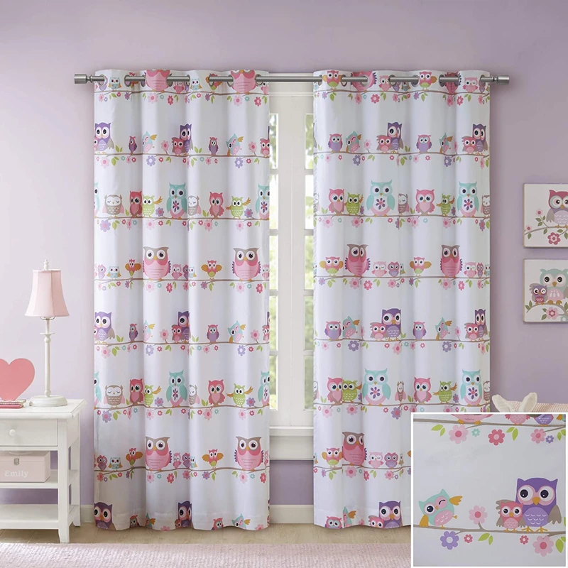 Mi Zone Kids Owl Printed Blackout Window Panel 50x84/Multi - Image 1